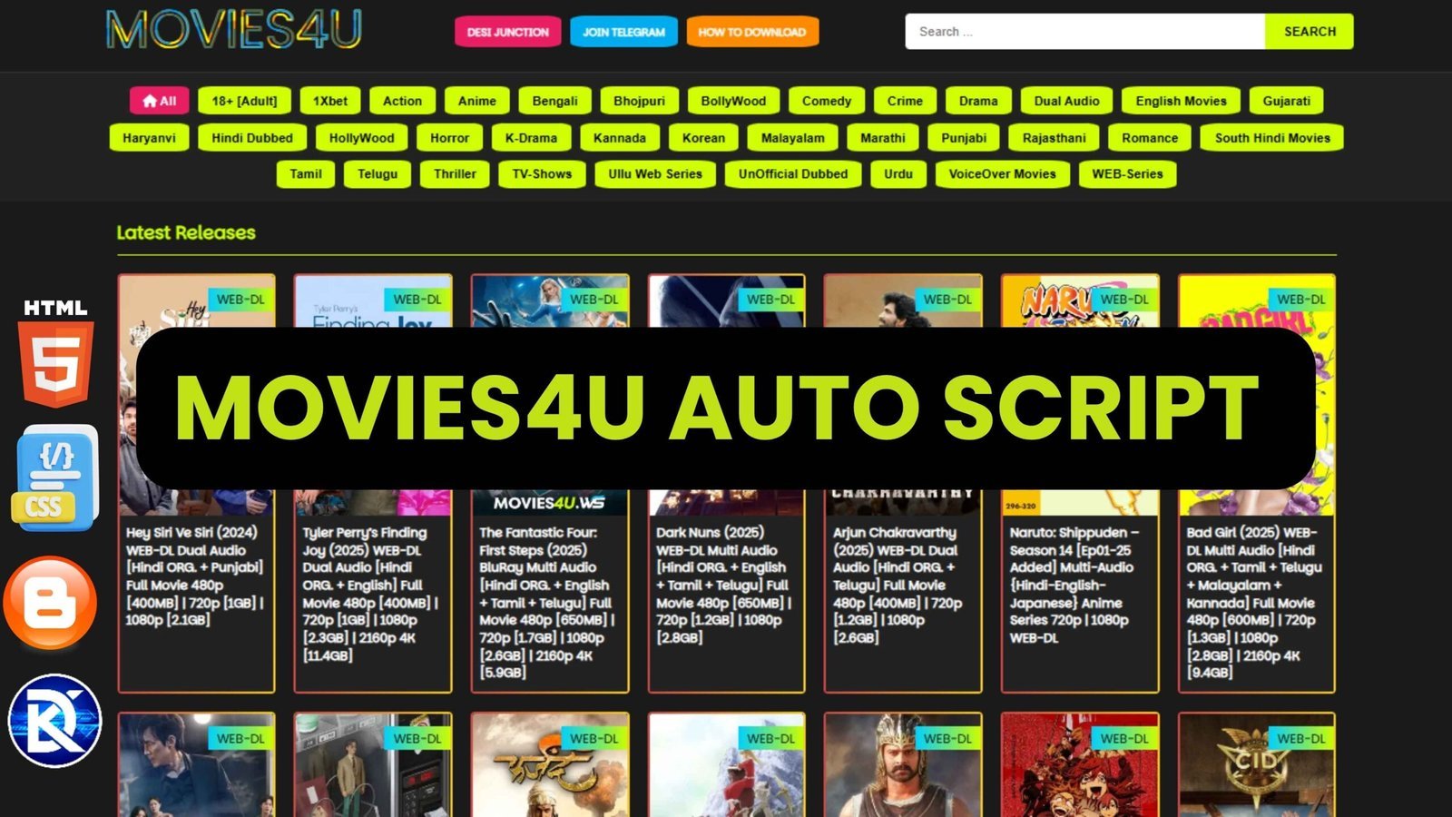Movies4u Auto blogging Script for Blogger