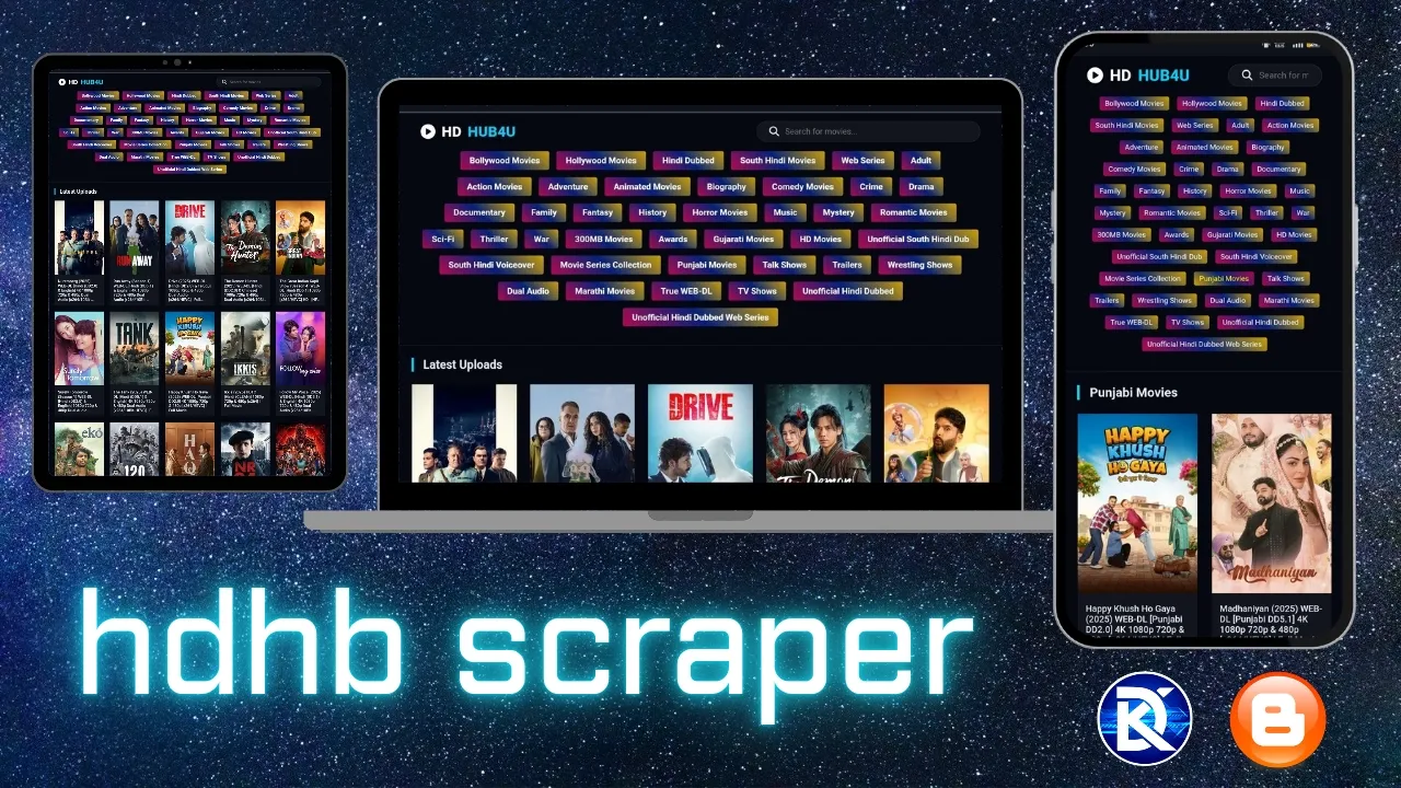 HDHub Live Scraper – Auto Movie Website with IMDb Player & Infinite Load